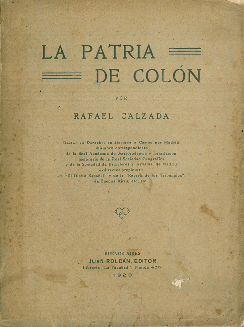 La patria de Colón. Rafael Calzada