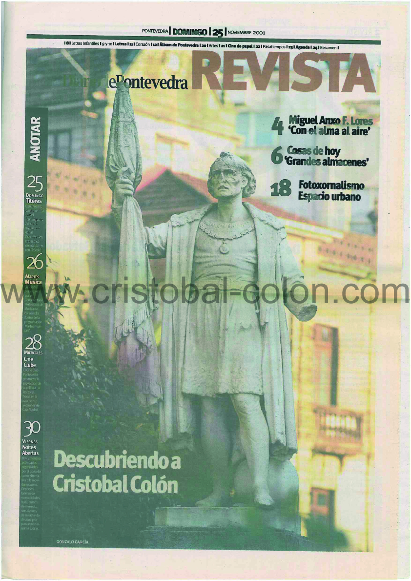 reportaje Diario de Pontevedra 2001 – Descubriendo a Colón